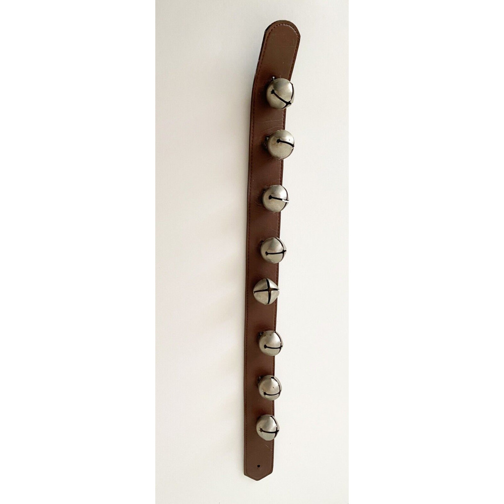 Vintage Sleigh Bells Leather Strap 8 Bells Christmas Holiday Decor Door 24" - Picture 4 of 6